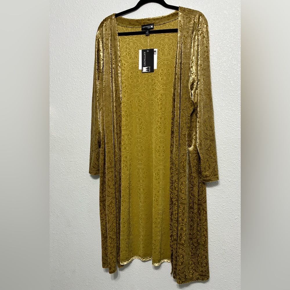 Antthony Originals Velvet Burnout Damask Duster Cardigan – Size 1X